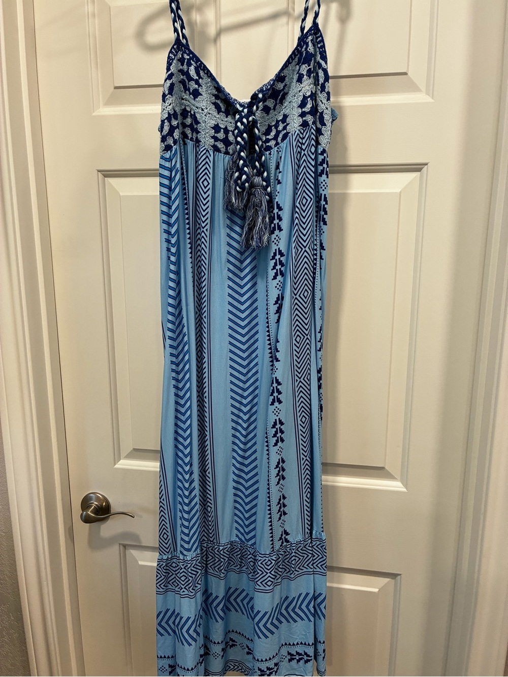 Cupshe Light Blue Maxi Dress with Navy Trim